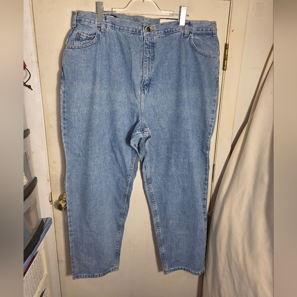 NWT Lands' End Relaxed Fit Light Blue Denim Jeans Plus Size 22W, Inseam 28.5"